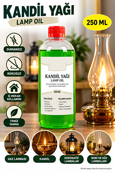 Dünya Magnet Yeşil Kandil Yağı 250 Ml Kokusuz Dumansız Gaz Lambası ve Dekorat...