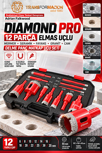Transformacion Diamond Pro 12 Parça Elmas Uçlu Mermer Seramik Fayans Granit C...