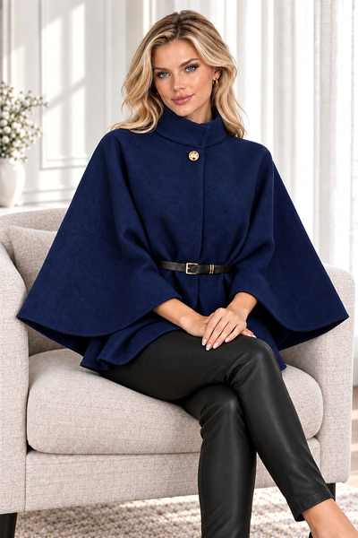 WOMAN VISION Poncho-uri de damă cu cordon, cu aspect de lână, cu nasturi auri...