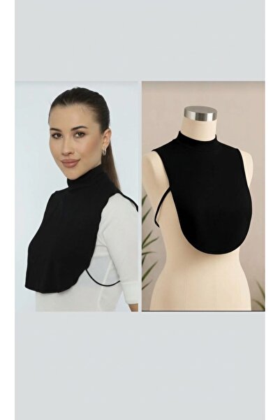 MY VİNTAGE Women's White-Black 2-Piece Hijab Neck Collar Black and White Simi...