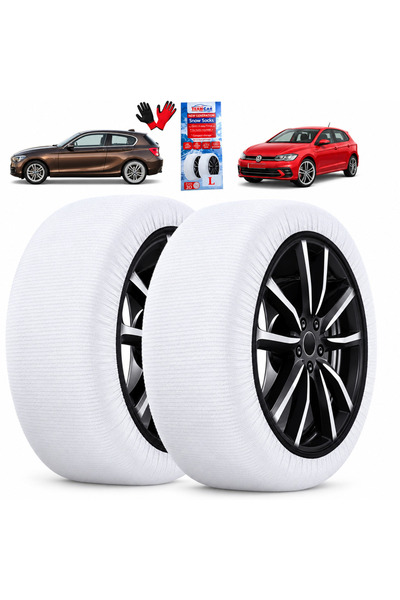 TEAMCAR Lanțuri textile pentru mașină, tip șosetă antiderapantă pentru zăpadă...