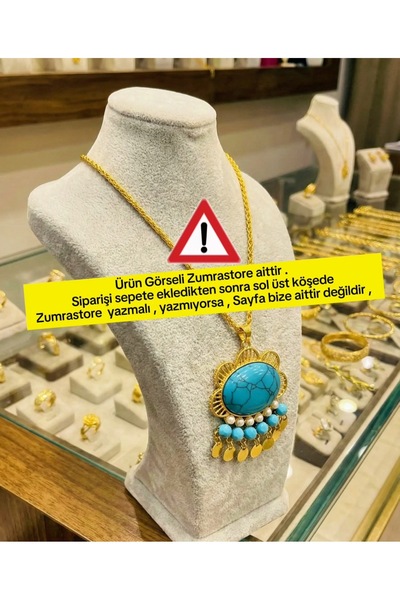 Zümrastore Altın Kaplama Tasarım Firuze Kolye