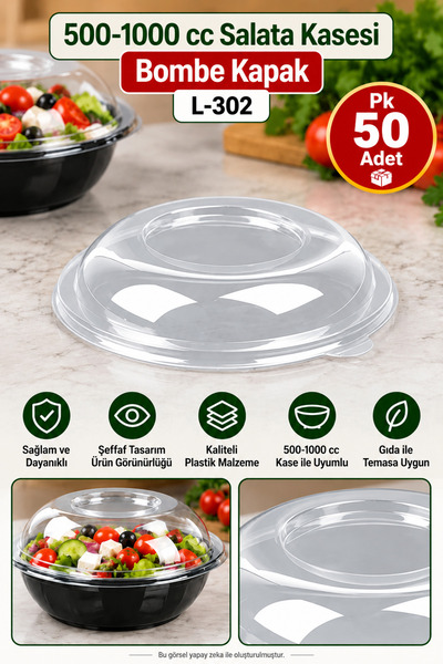 500-1000 cc Salata Kasesi Bombe Kapak L-302