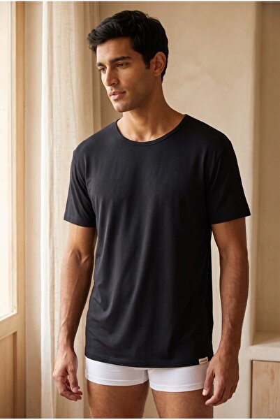Katia&Bony Basic Modal O  Yaka Erkek Tshirt Siyah