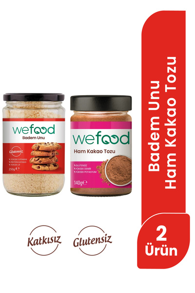 Wefood Ham Kakao Tozu 140 gr +Wefood Glutensiz Badem Unu 250 gr