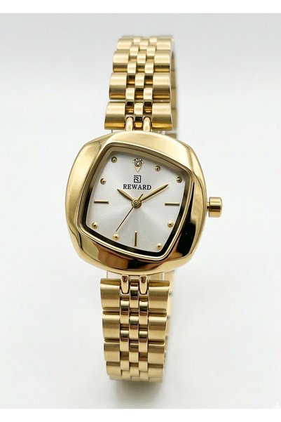 Reward Women's Gold Metal Cord Square Case Stone Detailed Wristwatch 2 Years ...
