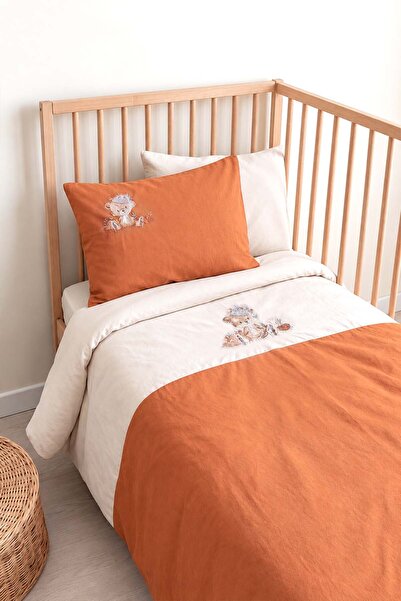 Rivaİstanbul Cuddly Embroidered 100% Cotton Baby Duvet Cover Set