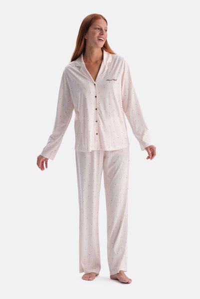 Dagi Powder Polka Dot Patterned Shirt and Trousers Set