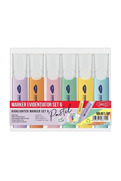daço Set of 6 text markers pastel Daco