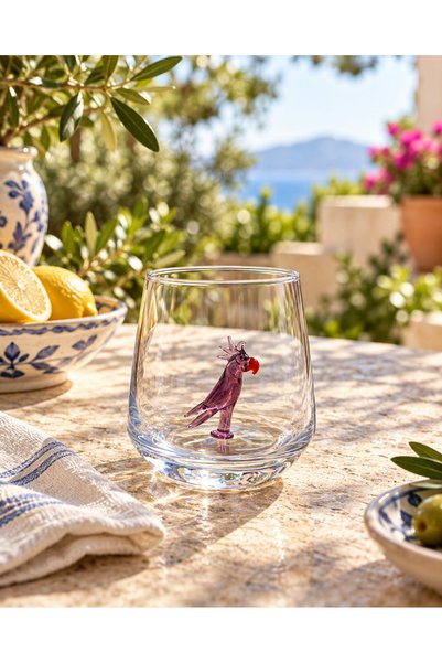 ADAMODART Parrot Glass Figured Water Cup - Single