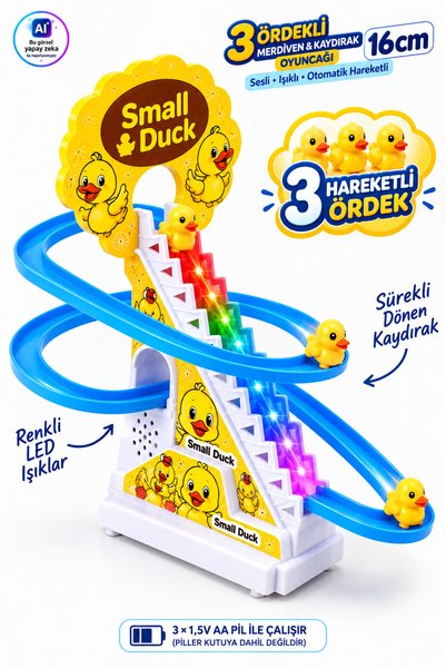 YILDIRIM OYUNCAK Pilli Işıklı Müzikli 3 Ördekli Dön Dolaş 16cm – Merdiven Oyu...