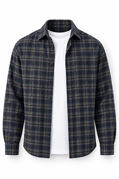 Valiberta Dragon Relaxed Fit Baumwoll-Karo-Flanellhemd für Herren – Grün