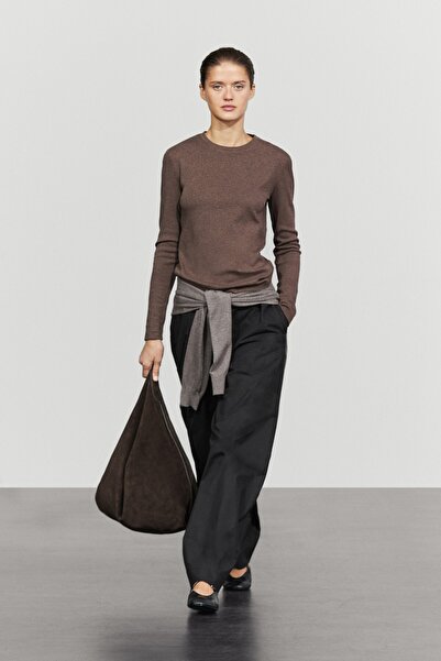 Massimo Dutti %100 pamuklu uzun kollu t-shirt