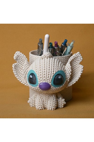 Bezos 3D Printed Knitted Pen Holder - Desktop Pen Organizer with Cute Charact...