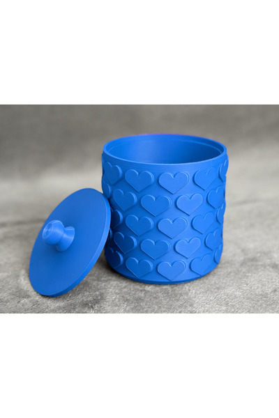 Bezos 3D-Printed Patterned Storage Box with Lid - Two-Tone Organizer - Blue