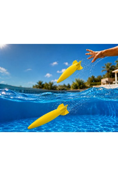 Bezos 3D Printing Water Rocket Torpedo Toy - Pool Diving Toy-Yellow