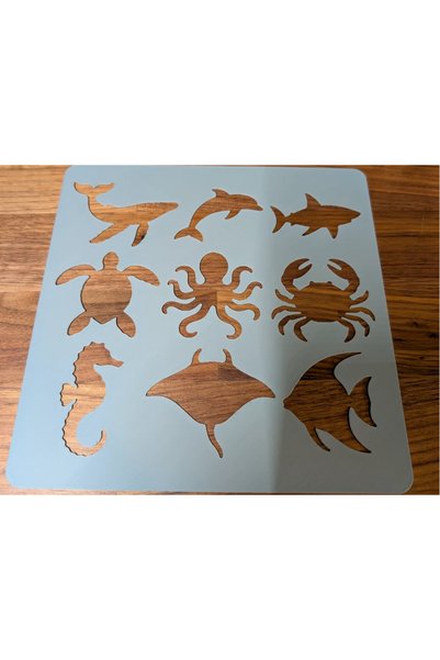 Bezos 3D Printing Sea Animals Drawing Template - Multi-Pattern Template - Blue