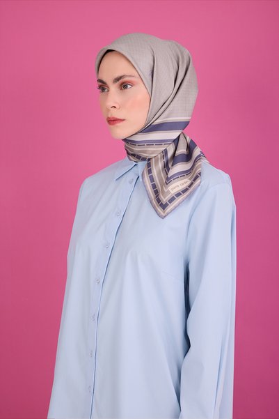 Pierre Cardin Purple 90X90 Silk Crepe Satin Scarf