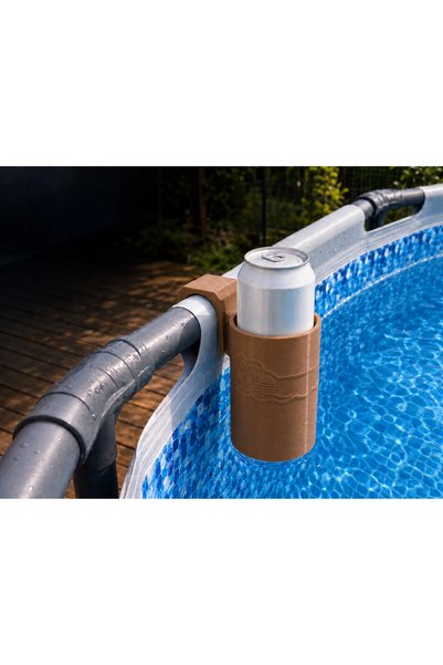 ASTRALTECH 3D Printing Pool Cup Holder - Drink Holder Attached to Pipe - Brown
