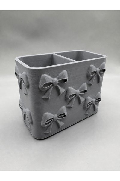 Bezos 3D Printed Bow Patterned Pen Holder with Compartments - Desktop Organiz...