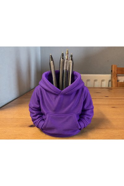 Bezos 3D Printed Hooded Sweatshirt Pen Holder - Desktop Organizer-Purple