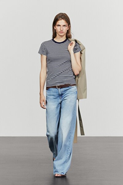 Massimo Dutti Fitilli çizgili kısa kollu t-shirt