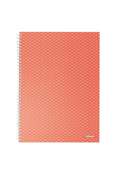 Esselte Spiral Office Notebook A4 80 Sheets Squared Coral Cardboard Cover Col...