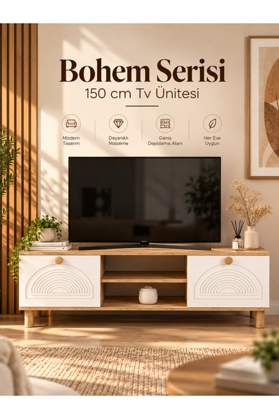 KLT Modüler Bohem Serisi 150 cm Tv Ünitesi ve Tv Sehpa & Ünitesi