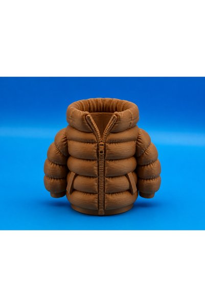Bezos 3D Printed Inflatable Coat Pen Holder - Desktop Organizer - Brown
