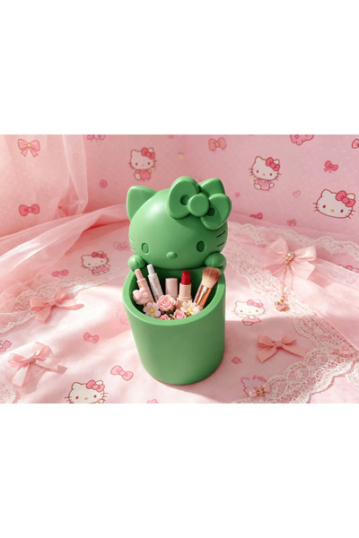 Bezos 3D Printed Cute Cat Figurine Pen Holder with Bow - Desktop Organizer - ...