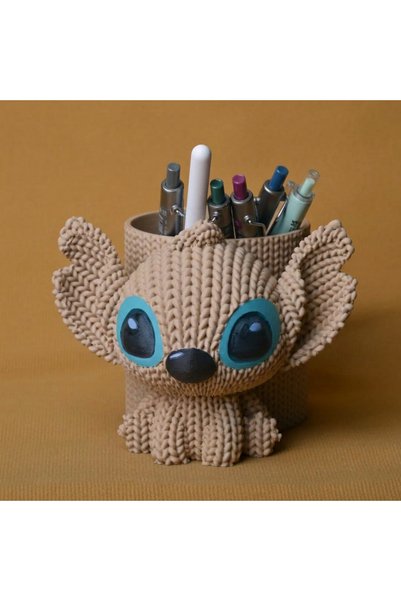 Bezos 3D Printed Knitted Pen Holder - Desktop Pen Organizer with Cute Charact...