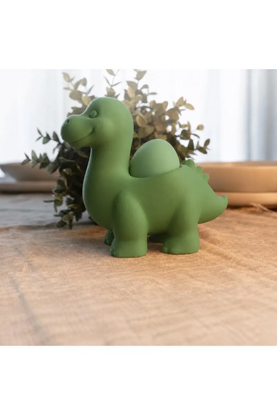Bezos 3D Printed Dinosaur Egg Cup - Cute Eggosaurus Egg Holder-Green