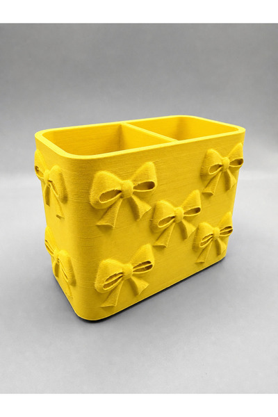 Bezos 3D Printed Bow Patterned Pen Holder with Compartments - Desktop Organiz...