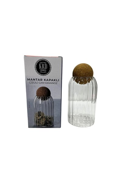 Generic Brand Small striped jar with cork lid