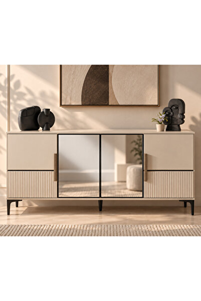 Lisso Mira Konsol %100 MDF 180x45 H:80 Membran Kapak Aluminyum Çerçeve Konsol...