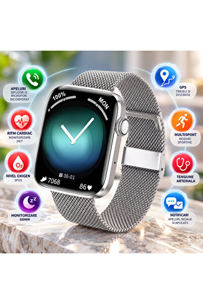 ideal STORE Smartwatch idealStore SportApple, Echipat cu Difuzor si Microfon,...