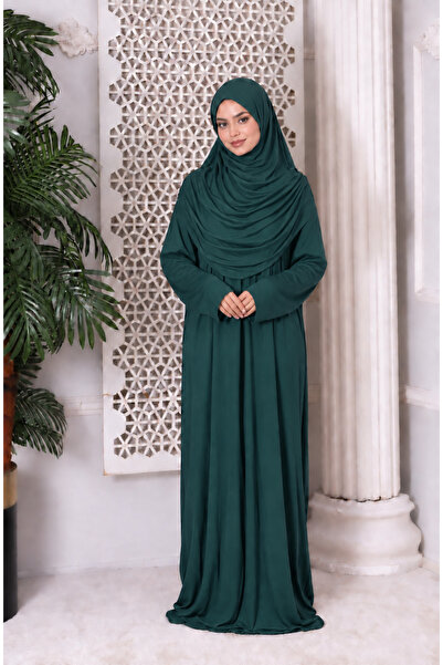 Newness Fashion Forwoard Tek Parça Boydan Giymeli Namaz Elbisesi Zümrüt Yeşili
