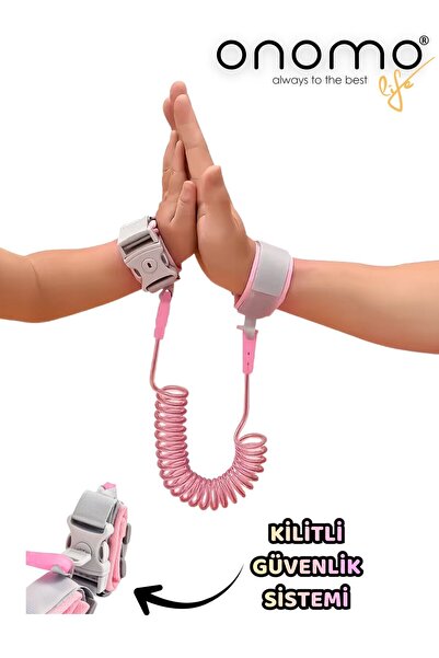 Onomo Life Pink Lockable Child Baby Anti-Lost Walking Safety Harness Mother Wristband Clamp