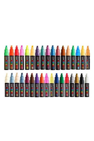 POSCA Marker de vopsea PC-8K, vârf teșit de 8,0 mm - alb