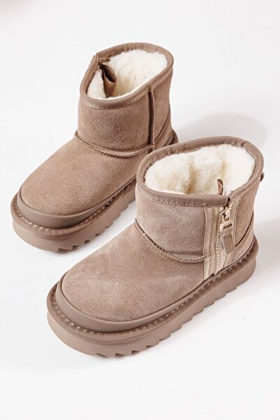 Zaira Ghete fete îmblanite khaki din piele naturala intoarsa Anita #30476 - 26