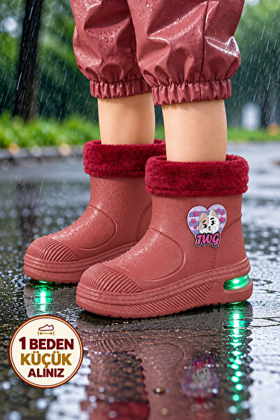Twingomax Çocuk Kışlık Emojili Işıklı Konforlu Yağmur Çizmesi Unisex