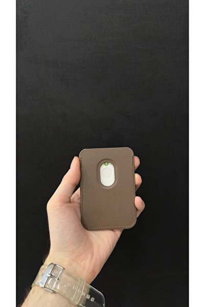 TEKNOLABTR Magsafe Magnetic Card Holder Leather Wallet Brown