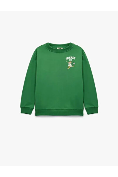 Koton Football Printed Long Sleeve Crew Neck School Sweatshirt
