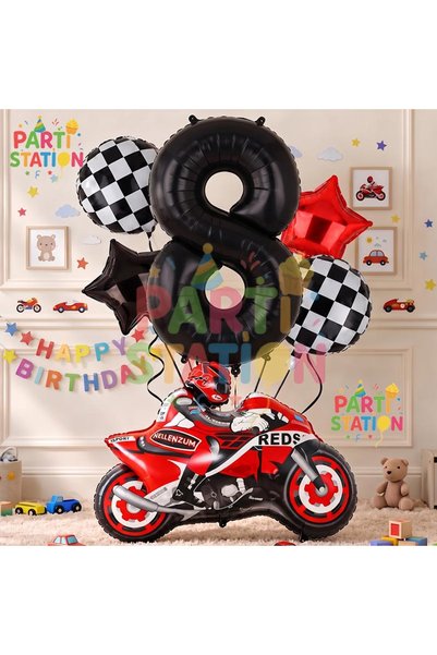 Parti Station Motorcycle Racing Engine Concept 8 Years Old Balloon Set Motorc...