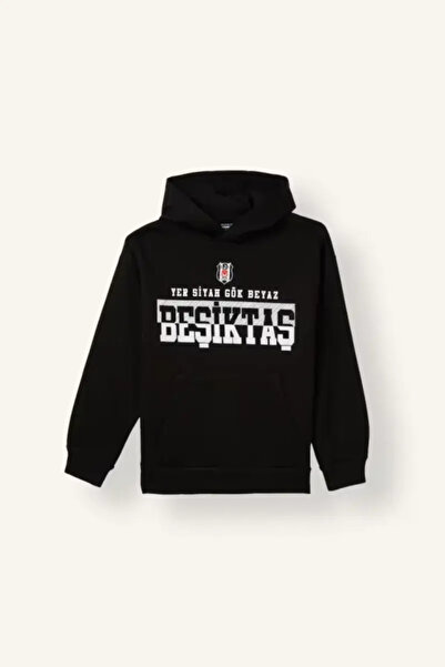 DeFacto Beşiktaş Hooded Kangaroo Pocket Printed Sweatshirt for Boys I6541A826Wn