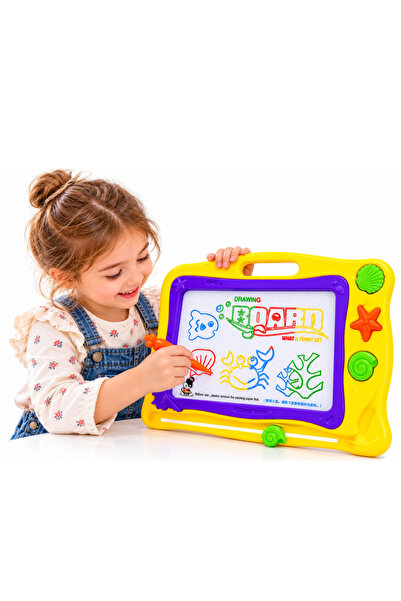 LEAN Tablă de desen magnetică cu ștampile și fundal colorat pentru copii de l...