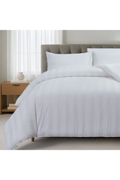Cannon Striped Cotton Comforter Set - White