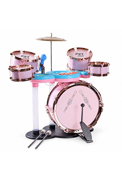 OEM Set de tobe jazz pentru copii de peste 3 ani, cu scaun, roz
