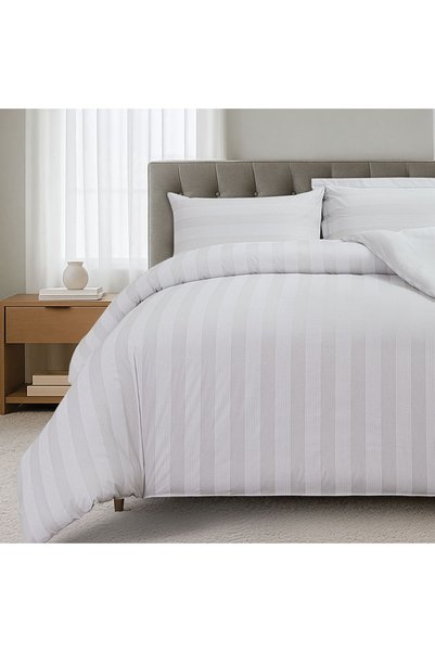 Cannon Striped Cotton Comforter Set King 260x240 Light grey