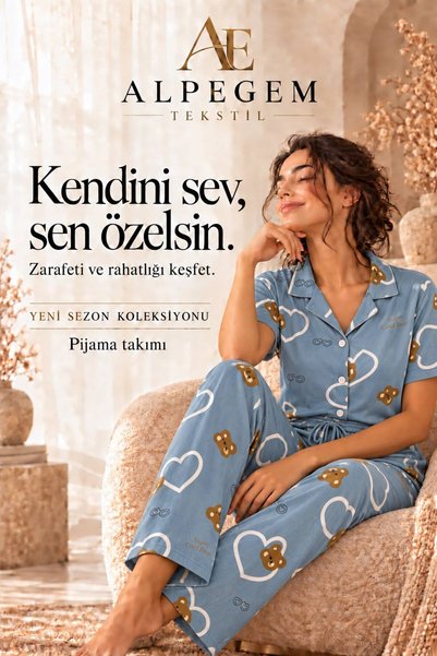 Alpegem Tekstil ALPEGEM Mavi Ayıcık Desenli Kısa Kollu Pijama Takımı